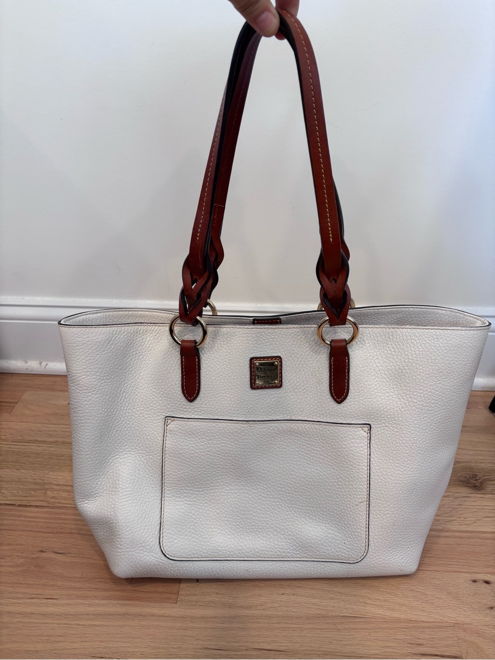 Dooney & Bourke Pebble Grain Tammy Tote in white textured leather